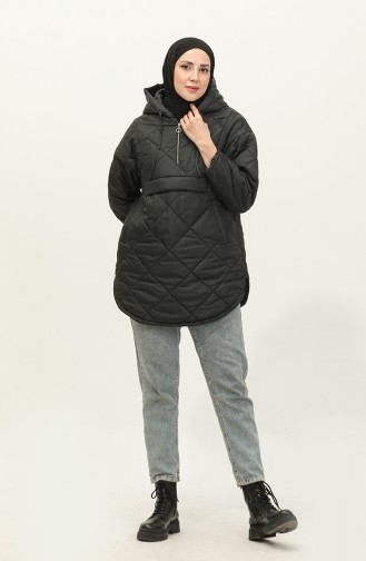 Manteau Matelassé Zippé Noir K311 288
