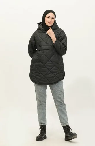 Manteau Matelassé Zippé Noir K311 288