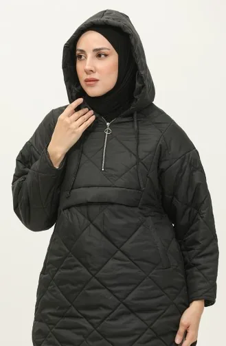 Manteau Matelassé Zippé Noir K311 288