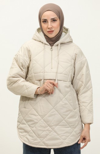 Manteau Matelassé Zippé Beige K311 290