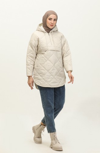 Manteau Matelassé Zippé Beige K311 290