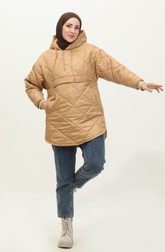 Zippered Quilted Coat Camel K311 291