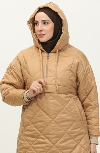 Zippered Quilted Coat Camel K311 291