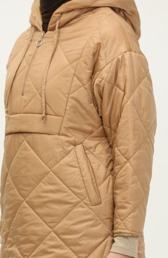 Zippered Quilted Coat Camel K311 291