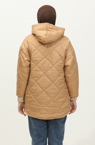 Zippered Quilted Coat Camel K311 291