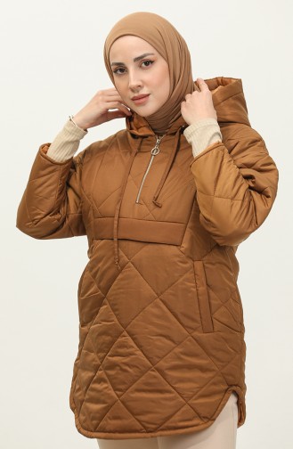 Zippered Quilted Coat Brown K311 292