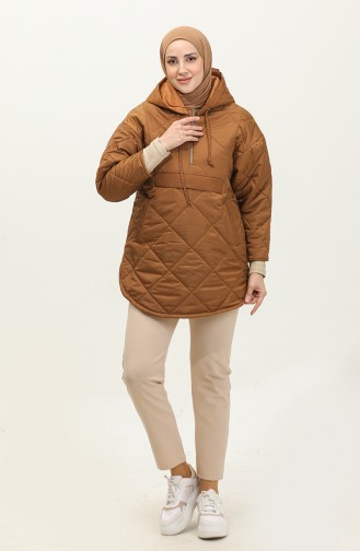 Manteau Matelassé Zippé Marron K311 292