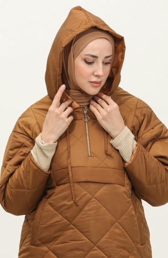 Manteau Matelassé Zippé Marron K311 292