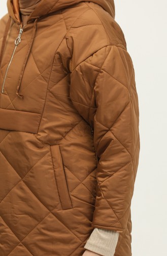 Zippered Quilted Coat Brown K311 292