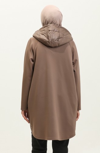 Manteau Matelassé Détaillé à Rayures Marron K303 296