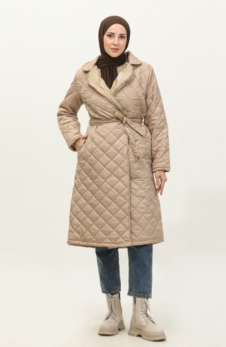 Lined Quilted Coat Beige K307 307