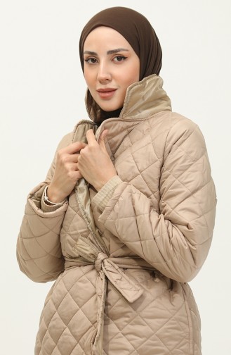 Manteau Matelassé Doublé Beige K307 307