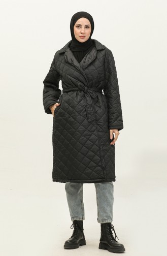 Lined Quilted Coat Black K307 309