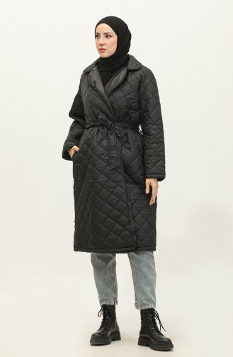 Lined Quilted Coat Black K307 309