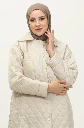 Geknöpfte Puffer-Steppjacke Creme K312 407