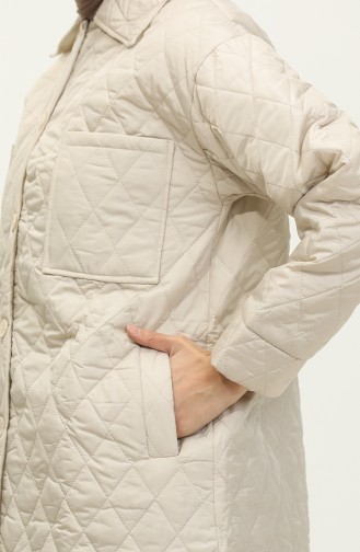 Buttoned Puffer Quilted Jacket Cream K312 407