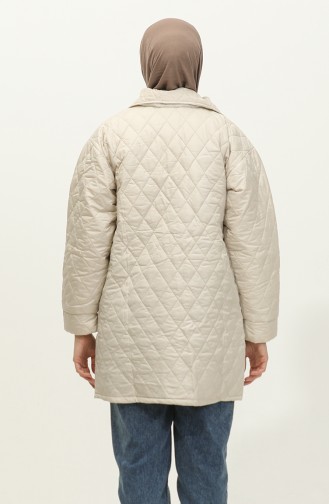 Buttoned Puffer Quilted Jacket Cream K312 407