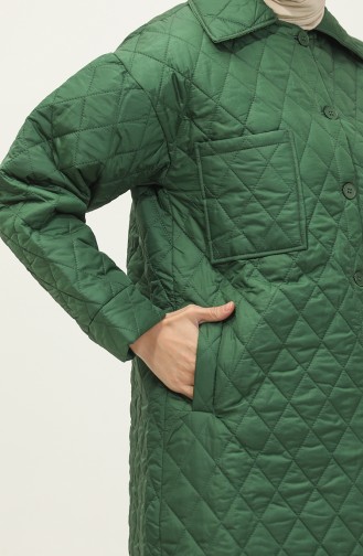 Buttoned Puffer Quilted Jacket Green K312 408