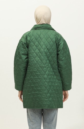 Buttoned Puffer Quilted Jacket Green K312 408