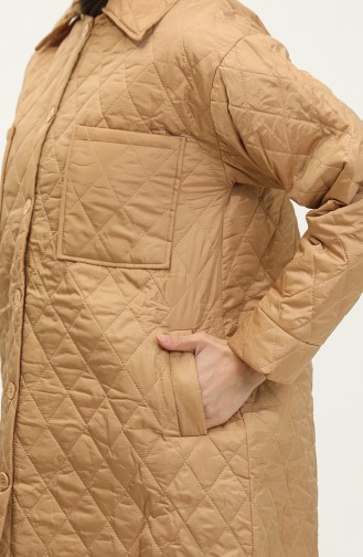 Buttoned Puffer Quilted Coat Camel K312 409