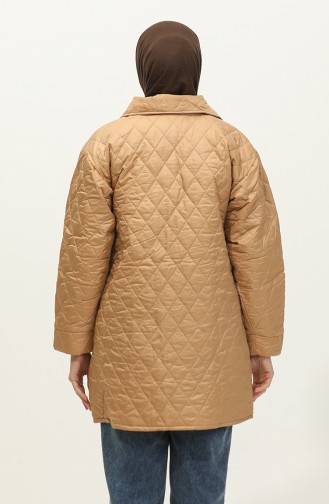 Buttoned Puffer Quilted Coat Camel K312 409