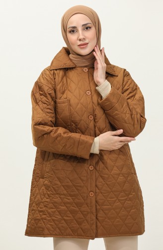 Manteau Matelassé Boutonné Noir K312 411