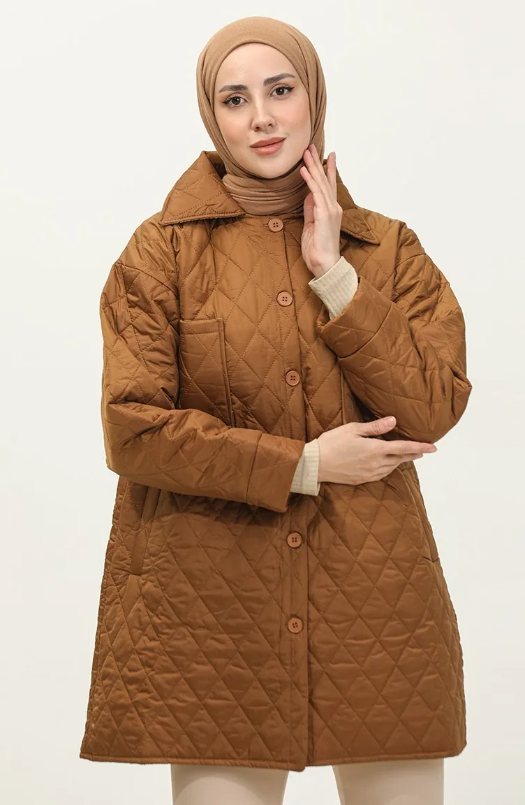 Manteau Matelassé Boutonné Noir K312 411