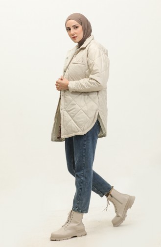 Aufblasbare Steppjacke Mit Druckknöpfen Creme K310 413