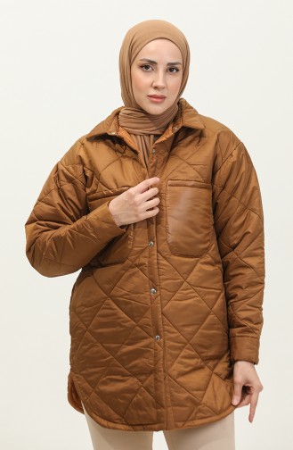 Veste Matelassée Gonflable Bouton Pression Marron K310 415