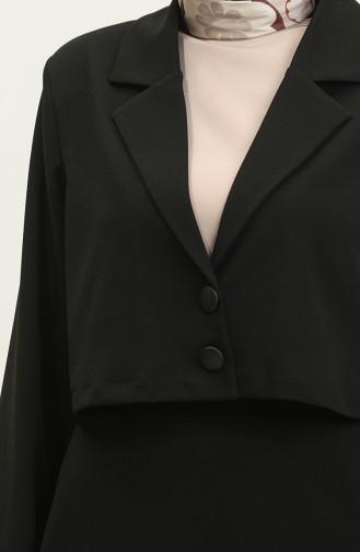 Oyya Scuba Krep Mini Blazer Ceket Etek Takım 248501-01 Siyah