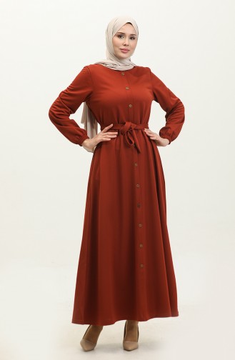 Brick Red Hijab Dress 2052MG.KRT