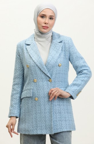 Veste Hijab Boutonnée Bleu Bébé 392