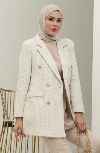 Buttoned Hijab Jacket Ecru 393
