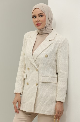 Buttoned Hijab Jacket Ecru 393