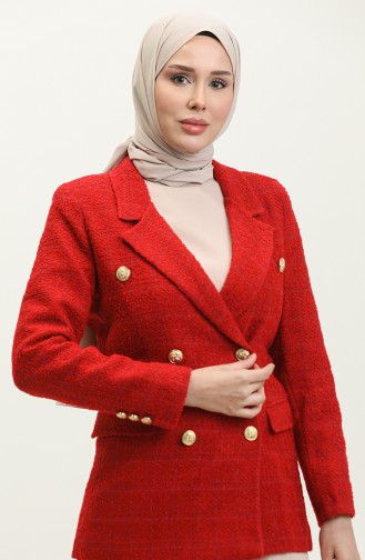 Buttoned Hijab Jacket Claret Red 394