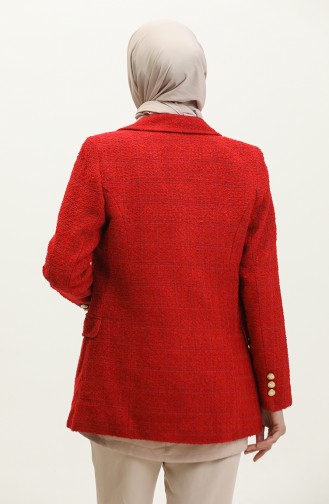 Buttoned Hijab Jacket Claret Red 394