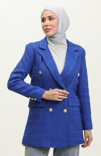 Veste Hijab Boutonnée Bleu 395