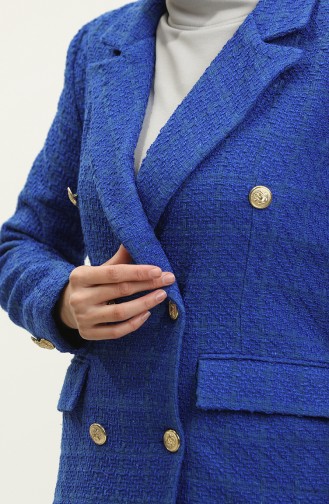Düğmeli Tesettür Ceket Mavi