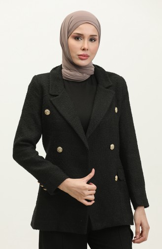 Veste Hijab Boutonnée Noir 397