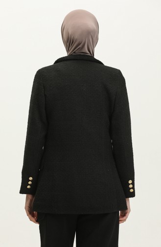 Buttoned Hijab Jacket Black 397