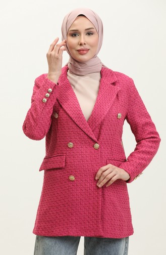 Veste Hijab Boutonnée Rose 399