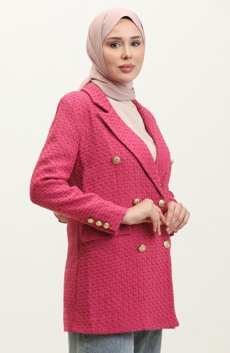 Veste Hijab Boutonnée Rose 399