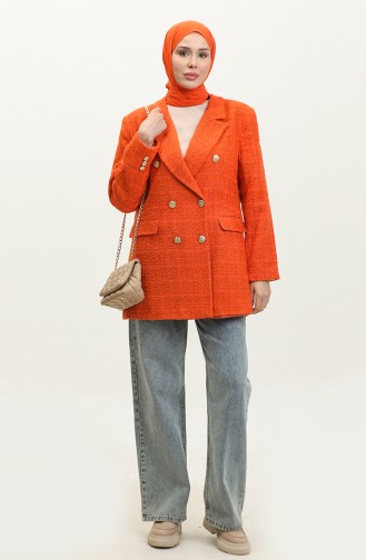 Buttoned Hijab Jacket Orange 400