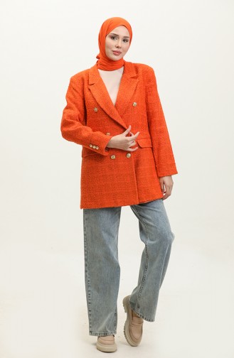 Veste Hijab Boutonnée Orange 400