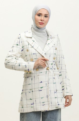 Plaid Boucle Jacket Green C1428D 404