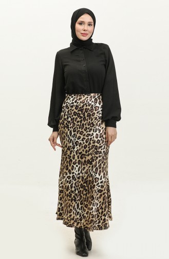Patterned Satin Skirt Mink 4335 479