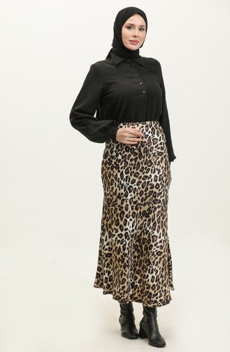Patterned Satin Skirt Mink 4335 479