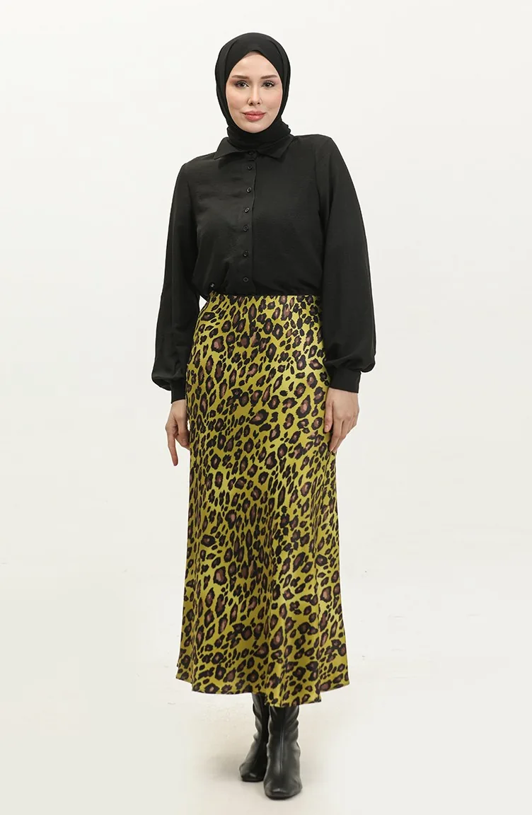 Jupe En Satin À Motifs Vert 4335 480