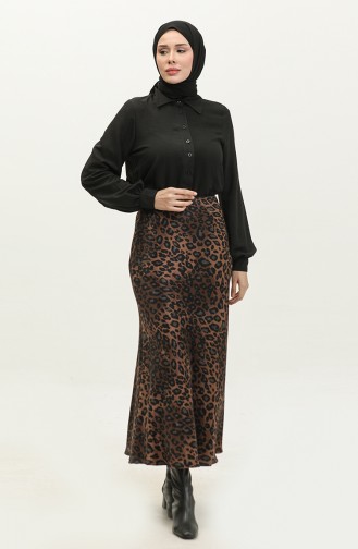Jupe En Satin À Motifs Marron 4335 481