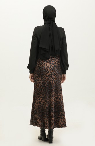 Jupe En Satin À Motifs Marron 4335 481